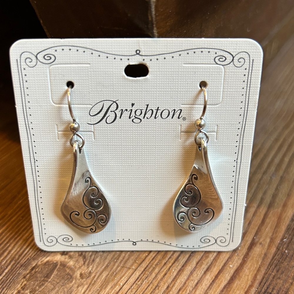 Brighton Silver Teardrop Earrings with Swirl Motif